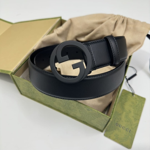 DÂY LƯNG GUCCI GG BLACK CALFSKIN LEATHER Khóa bạc