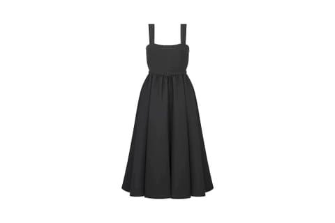 VÁY DIOR MID-LENGTH BELTED DRESS BLACK SILK