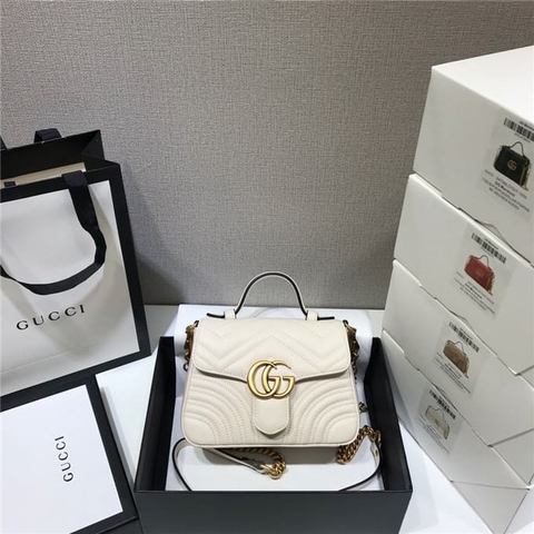 TÚI Gucci GG marmont mini top handle bag white Top Quality