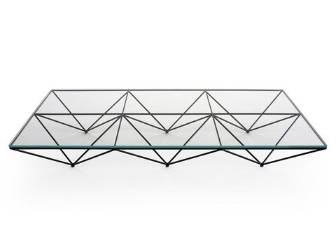 BÀN TRÀ ITALIA Rectangular glass and steel coffee table