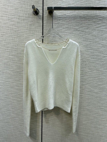 ÁO ALEXANDER WANG Round-Neck Chain White Sweater