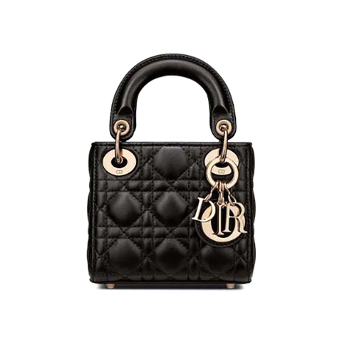 TÚI Dior Women Micro Lady Dior Bag Black Cannage Lambskin
