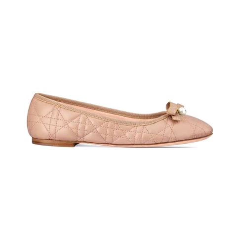 GIÀY Dior Women Ballet Flat Nude Quilted Cannage Calfskin