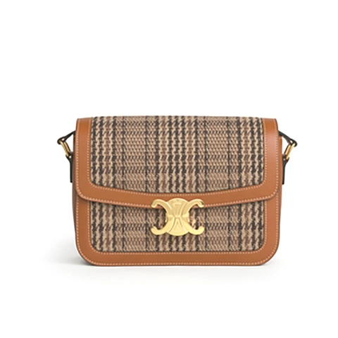 TÚI Celine Women Medium Triomphe Bag in Triomphe Textile and Calfskin