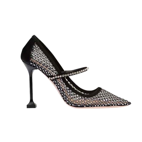 GIÀY Miu Miu Women Vinyl and Mesh Pumps 105 mm mm Heel Height-Black