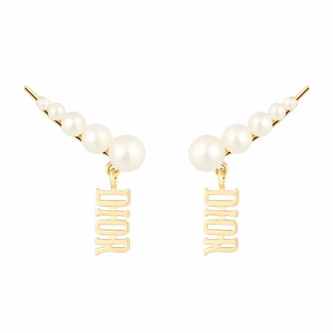 Bông tai Dior Women Diorevolution Earrings Gold-Finish Metal and White Resin Pearls