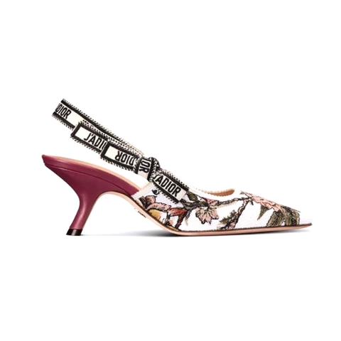 GIÀY Dior Women J’Adior Slingback Pump White Multicolor Embroidered Cotton with Dior Jardin Botanique Motif