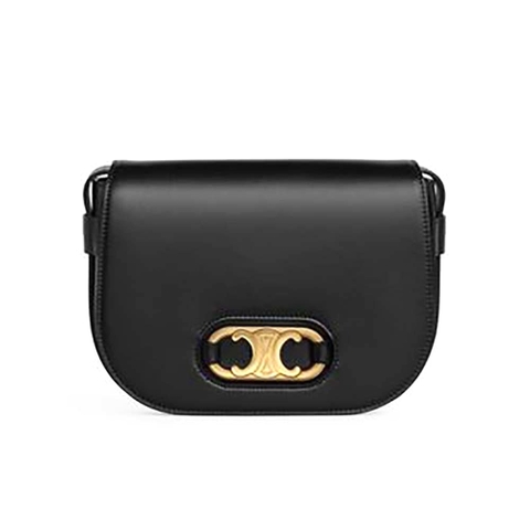 TÚI Celine Women Medium Maillon Triomphe Bag in Natural Calfskin-Black