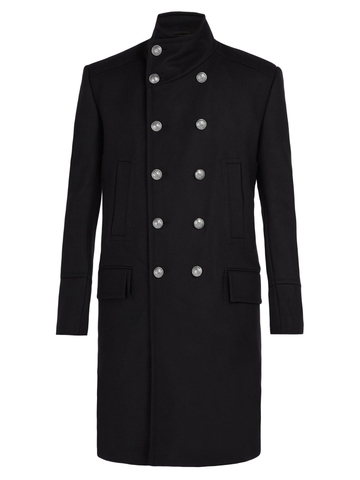 ÁO BALMAIN  Long wool and cashmere-blend coat