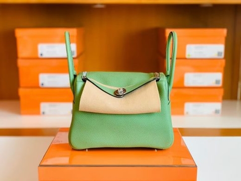 Túi Hermes Lindy Togo Avocado green Silver Hardware Handmade khâu tay 26cm