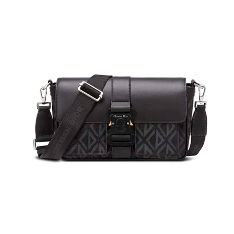 TÚI DIOR  Black CD Diamond Canvas and Smooth Calfskin