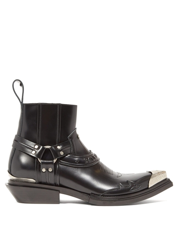 GIÀY BALENCIAGA Santiago Western leather boots