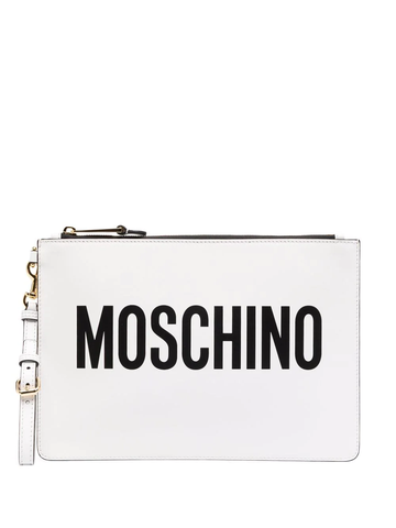 TÚI Moschino logo printed clutch bag