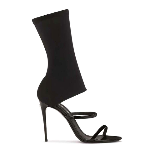 GIÀY Dolce Gabbana D&G Women Polished Calfskin and Spandex Fabric Sandals