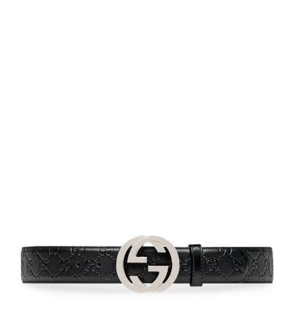 DÂY LƯNG GUCCI Leather Interlocking G Belt khóa trắng