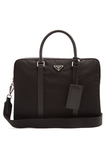 CẶP DA CÔNG SỞ PRADA Leather-trimmed nylon briefcase SIZE nhỏ
