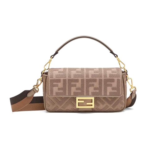 TÚI FENDI Women Iconic Medium Baguette Gray FF Canvas Bag