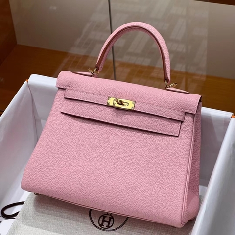 Túi Hermes Kelly Pink Sakura Togo 25CM/28CM Handmade khâu tay(Giá liên hệ)