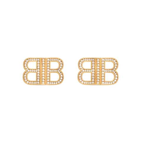 Bông tai Balenciaga Women BB 2.0 XS Earrings in Gold Brass and Rhinestones