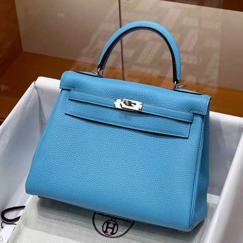 Túi Hermes Kelly Blue Togo 25CM/28CM Handmade khâu tay(Giá liên hệ)