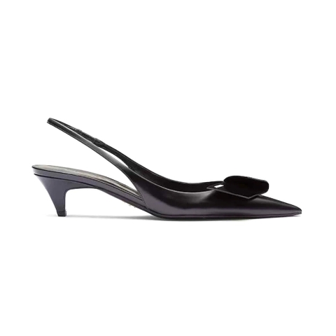 GIÀY Prada Women Brushed Leather Slingback Pumps-Black