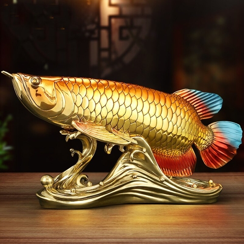 Bức Cá Rồng để bàn phong thủy mạ vàng 24K