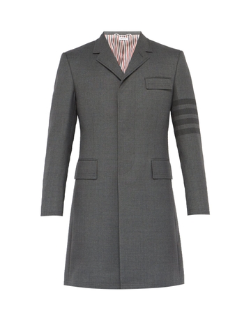 ÁO THOM BROWNE  Striped sleeve wool-blend coat