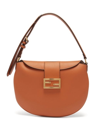 TÚI FENDI Croissant FF-logo leather shoulder bag