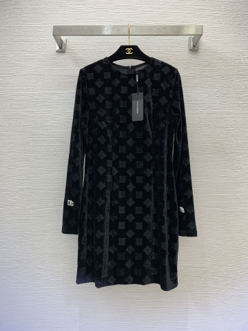 VÁY DOLCE & GABBANA Party Velvet Long Dress High Classy vải nhung nổi
