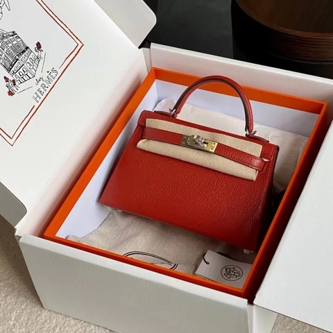 Túi Hermes Mini Kelly Rouge Epsom Epsom 19CM Handmade khâu tay(Giá liên hệ)