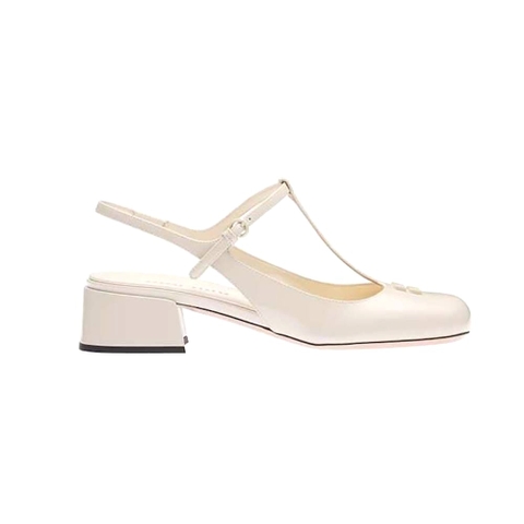 GIÀY Miu Miu Women Patent Leather Slingback Pumps-White