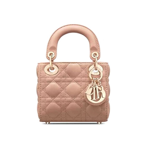 TÚI Dior Women Micro Lady Dior Bag Rose Des Vents Cannage Lambskin