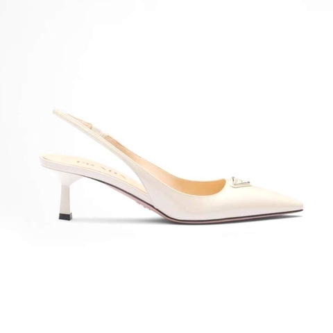 GIÀY Prada Women Patent-Leather Slingback Pumps-White