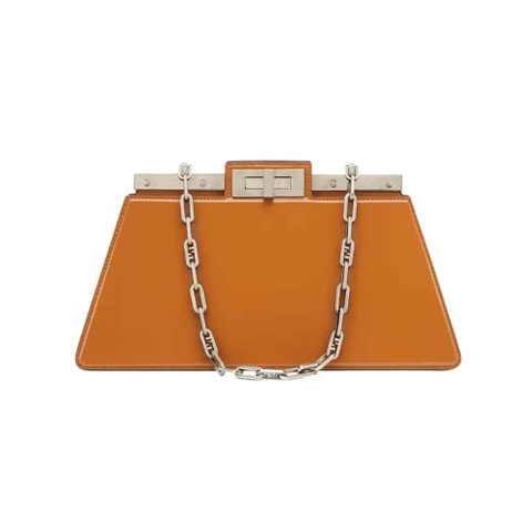 TÚI FENDI Women Peekaboo Cut Medium Brown Leather Bag