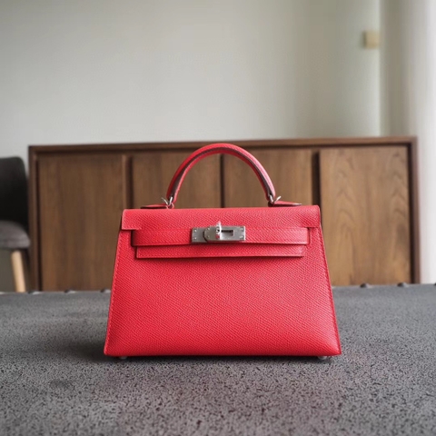TÚI HERMES Mini Kelly 19CM Red epsom leather