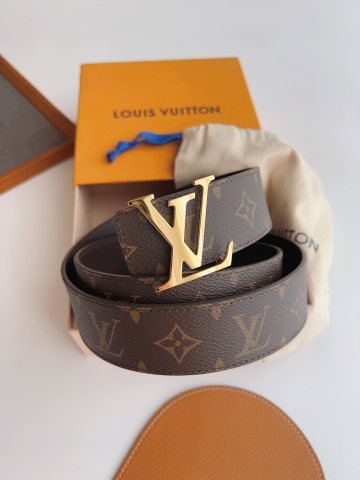 DÂY LƯNG LOUIS VUITTON SQUARE BROWN MONOGRAM LEATHER Khóa vàng