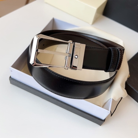 DÂY LƯNG MONTBLANC CALFSKIN LEATHER Belt Khóa bạc