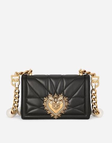 TÚI DOLCE & GABBANA Medium Devotion Bag in quilted nappa leather with bejeweled strap