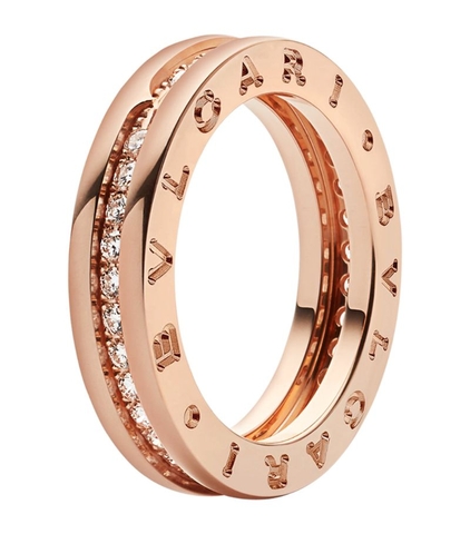 Nhẫn BVLGARI Rose Gold and Diamond B.zero1 One-Band Ring vàng hồng18K