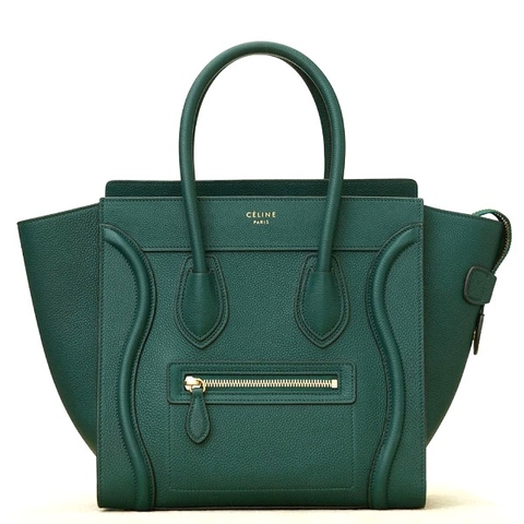 TÚI Celine Women Micro Luggage Handbag in Drummed Calfskin-Olive