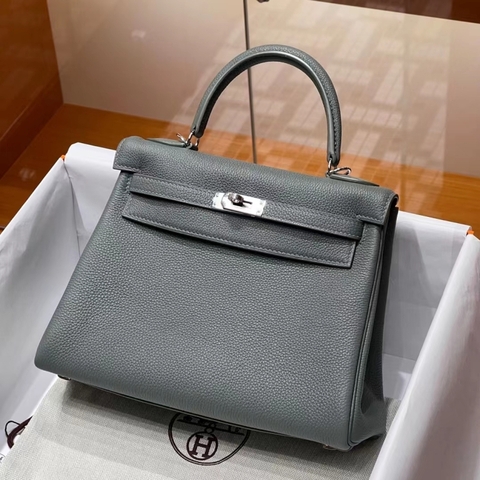 Túi Hermes Kelly Vert De Gris Togo  25CM/28CM Handmade khâu tay(Giá liên hệ)