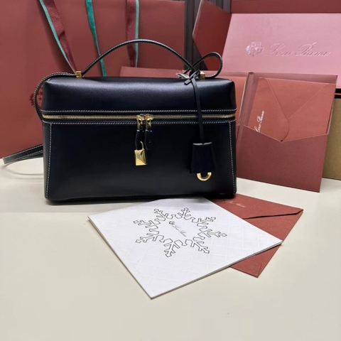 TÚI Loro Piana Women Extra Pocket L27 in Sheepskin Leather Black