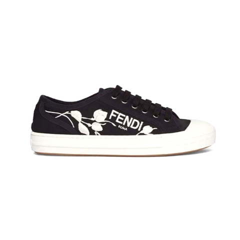 GIÀY Fendi Men Domino Black Canvas Low Tops