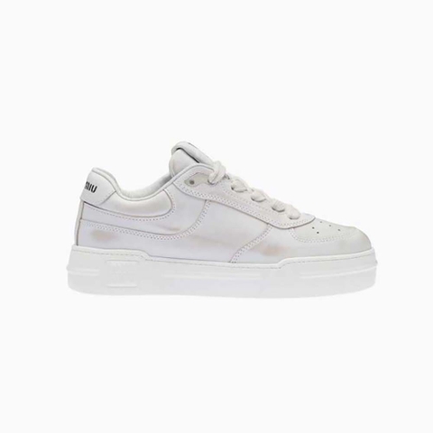 GIÀY Miu Miu Women Bleached Leather Sneakers-White