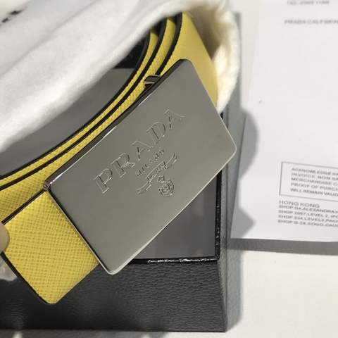 DÂY LƯNG PRADA YELLOW SAFFIANO LEATHER Khóa vàng