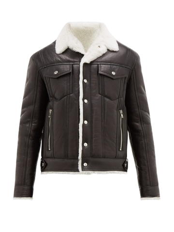 ÁO BALMAIN  Shearling-lined leather flight jacket