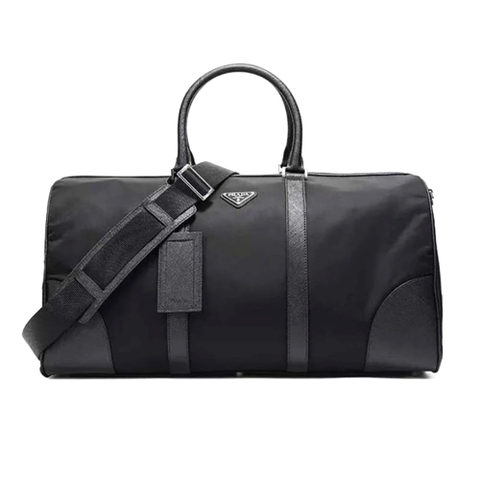 TÚI PRADA Re-Nylon and Saffiano Leather Duffle Bag-Black