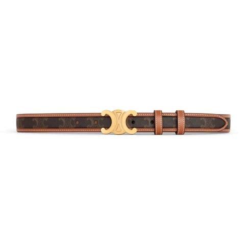 DÂY LƯNG Celine Women Medium with Bborder Triomphe Belt in Triomphe Canvas and Calfskin