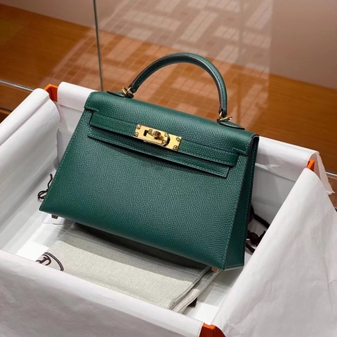 Túi Hermes Mini Kelly Vert Emerald 19CM Handmade khâu tay(Giá liên hệ)