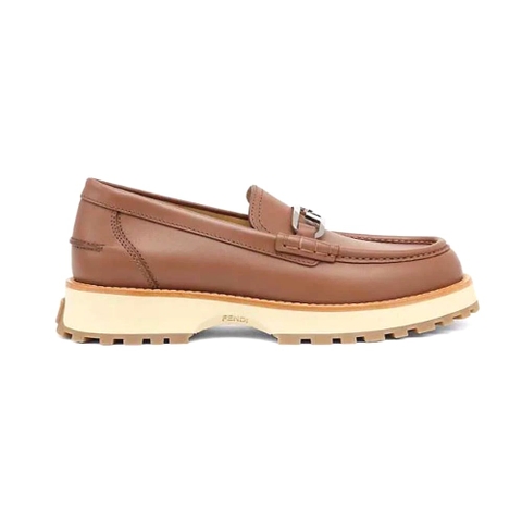 GIÀY Fendi O’Lock Loafers Brown Leather
